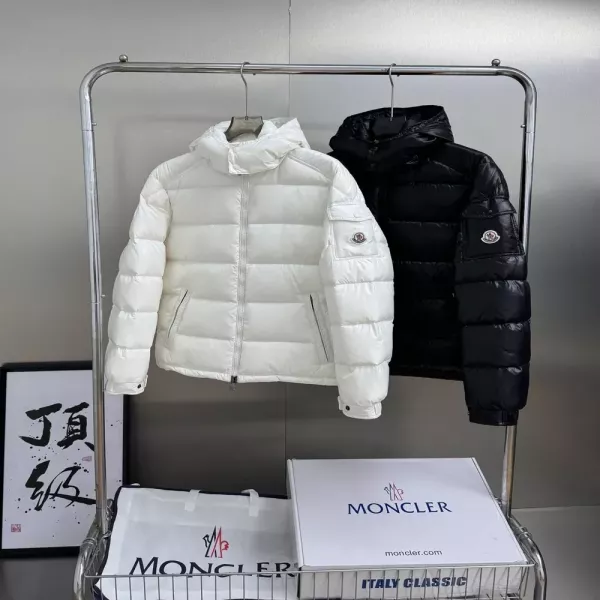 몽클레어 유광 나일론 탈부착 후드 남녀공용 쇼트 패딩