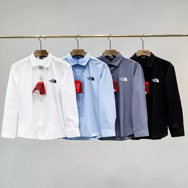 노스페이스 순면 슬림핏 입체 프린트 남녀공용 긴소매 셔츠
