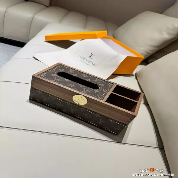 루이비통 월넛 우드 가죽 티슈 케이스