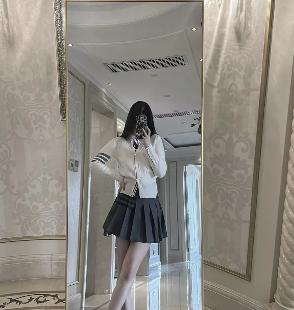 톰브라운 코튼 사선 스트라이프 여성용 긴소매 가디건 상세 이미지 15
