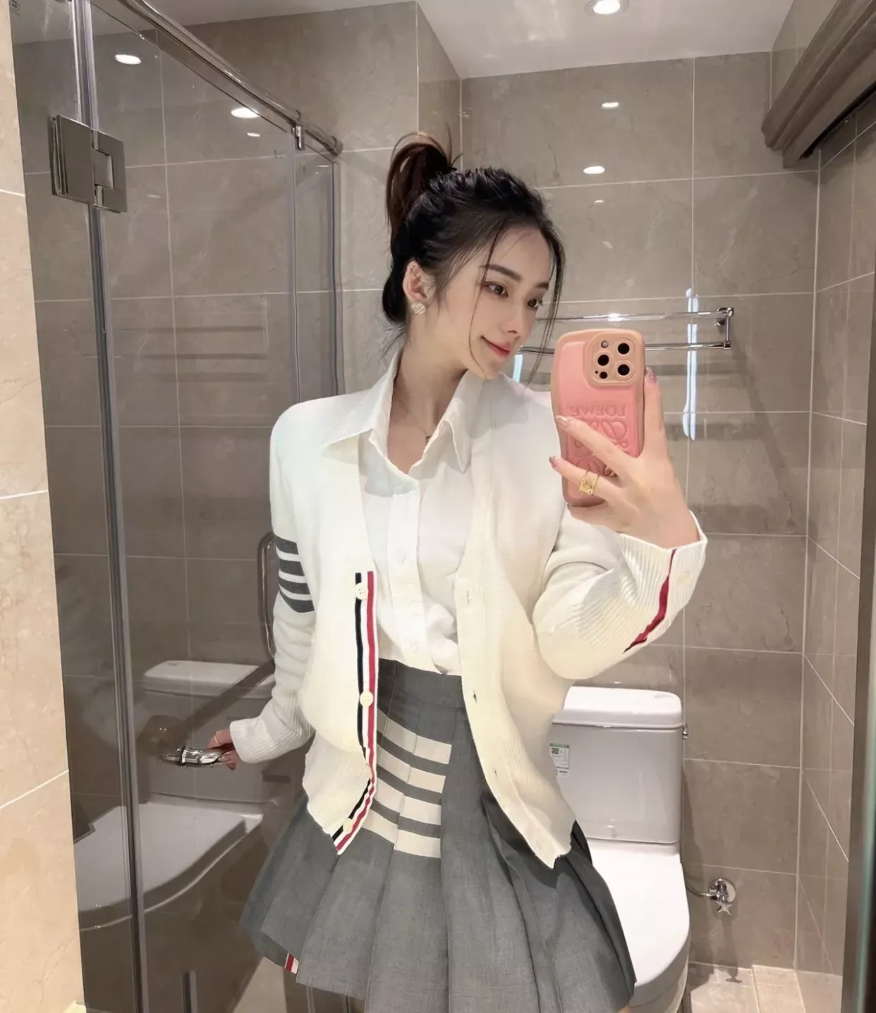 톰브라운 코튼 사선 스트라이프 여성용 긴소매 가디건 상세 이미지 17