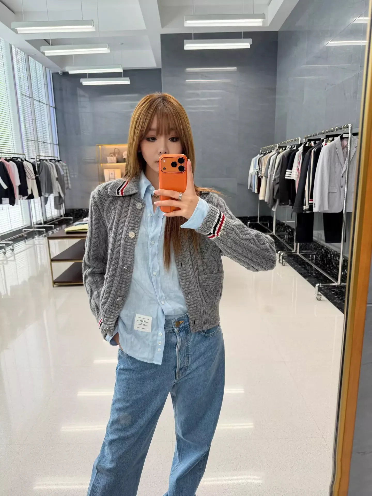 톰브라운 케이블 니트 크롭 여성용 긴소매 가디건 상세 이미지 13