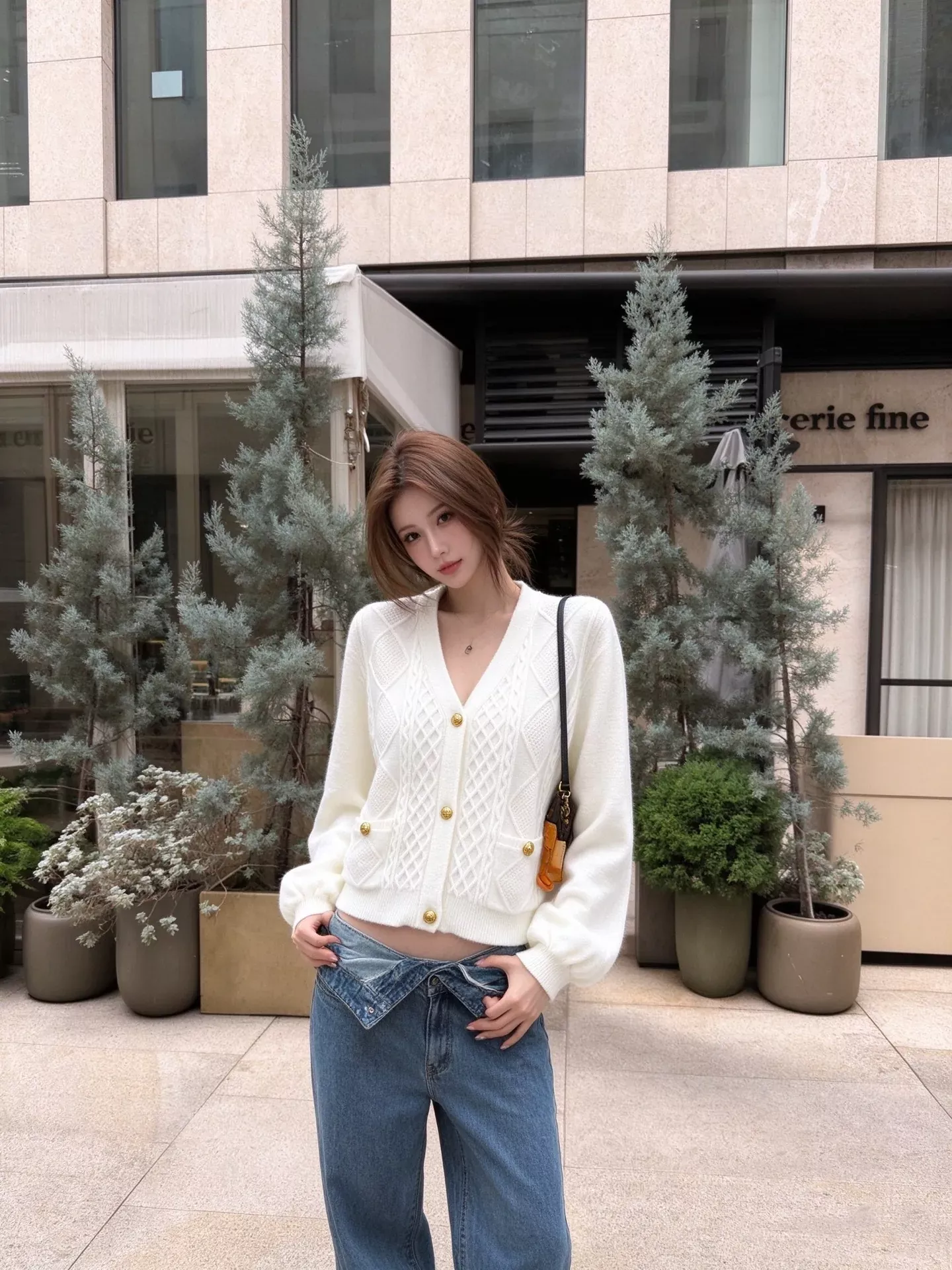 샤넬 꽈배기 니트 탑 가디건 여성용 긴소매 가디건 상세 이미지 15