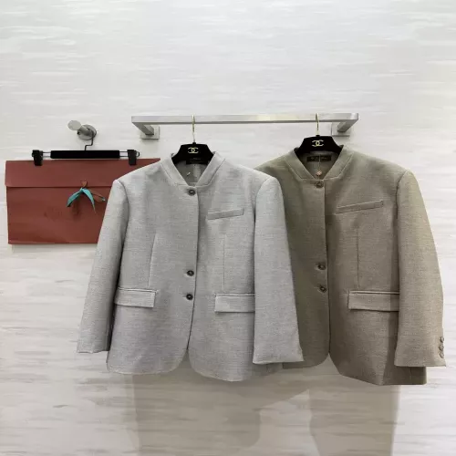 로로피아나 스탠드 칼라 린넨감 여성용 정장 재킷