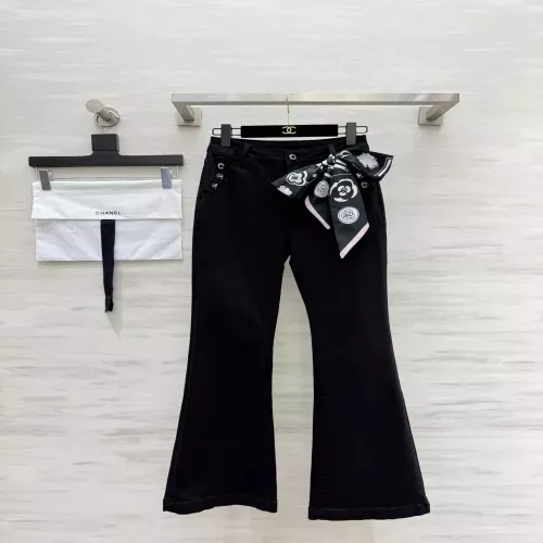 샤넬 산차화 장식 부츠컷 여성용 데님 팬츠