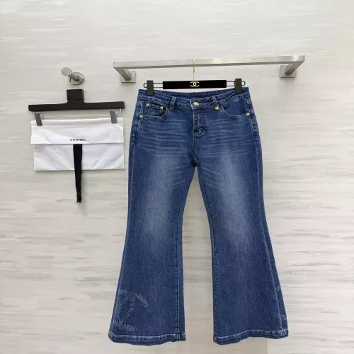 샤넬 워싱 자수 부츠컷 여성용 데님 팬츠