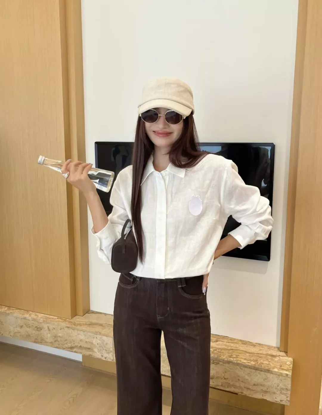 디올 린넨 질감 자수 여성용 긴소매 셔츠 상세 이미지 11