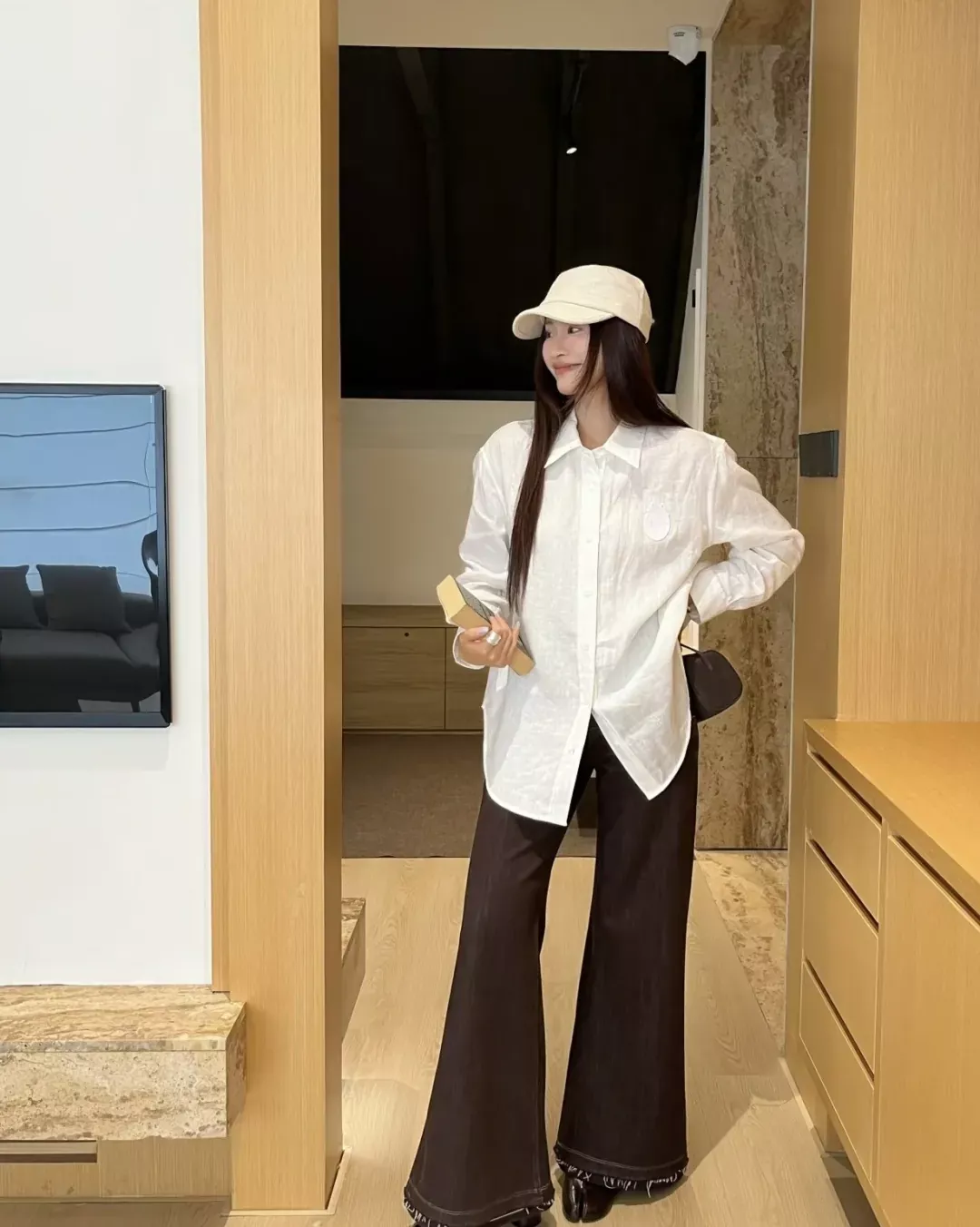 디올 린넨 질감 자수 여성용 긴소매 셔츠 상세 이미지 13