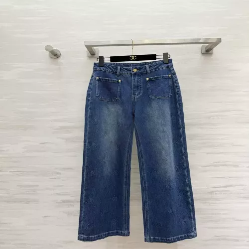 루이비통 복고 자카드 스트레이트 여성용 데님 팬츠