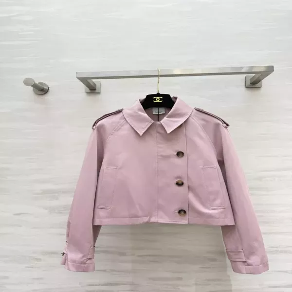 버버리 핑크 버튼 크롭 여성용 쇼트 코트