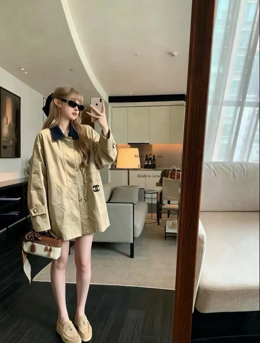 샤넬 배색 칼라 자수 버튼 여성용 버튼 재킷 상세 이미지 14