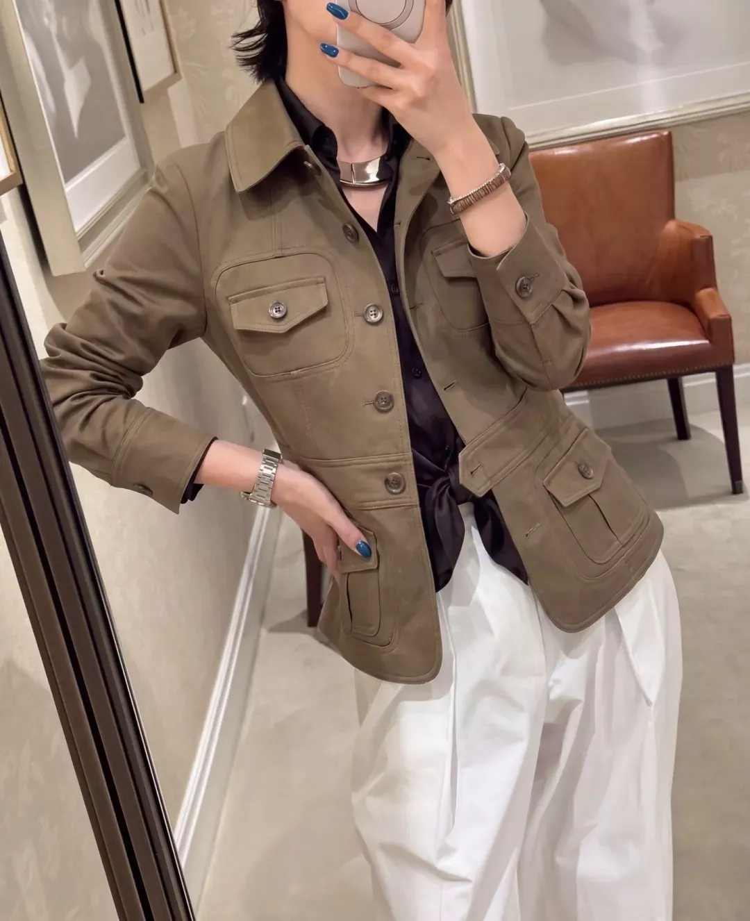 랄프로렌 헌팅 스타일 포켓 여성용 버튼 재킷 상세 이미지 10