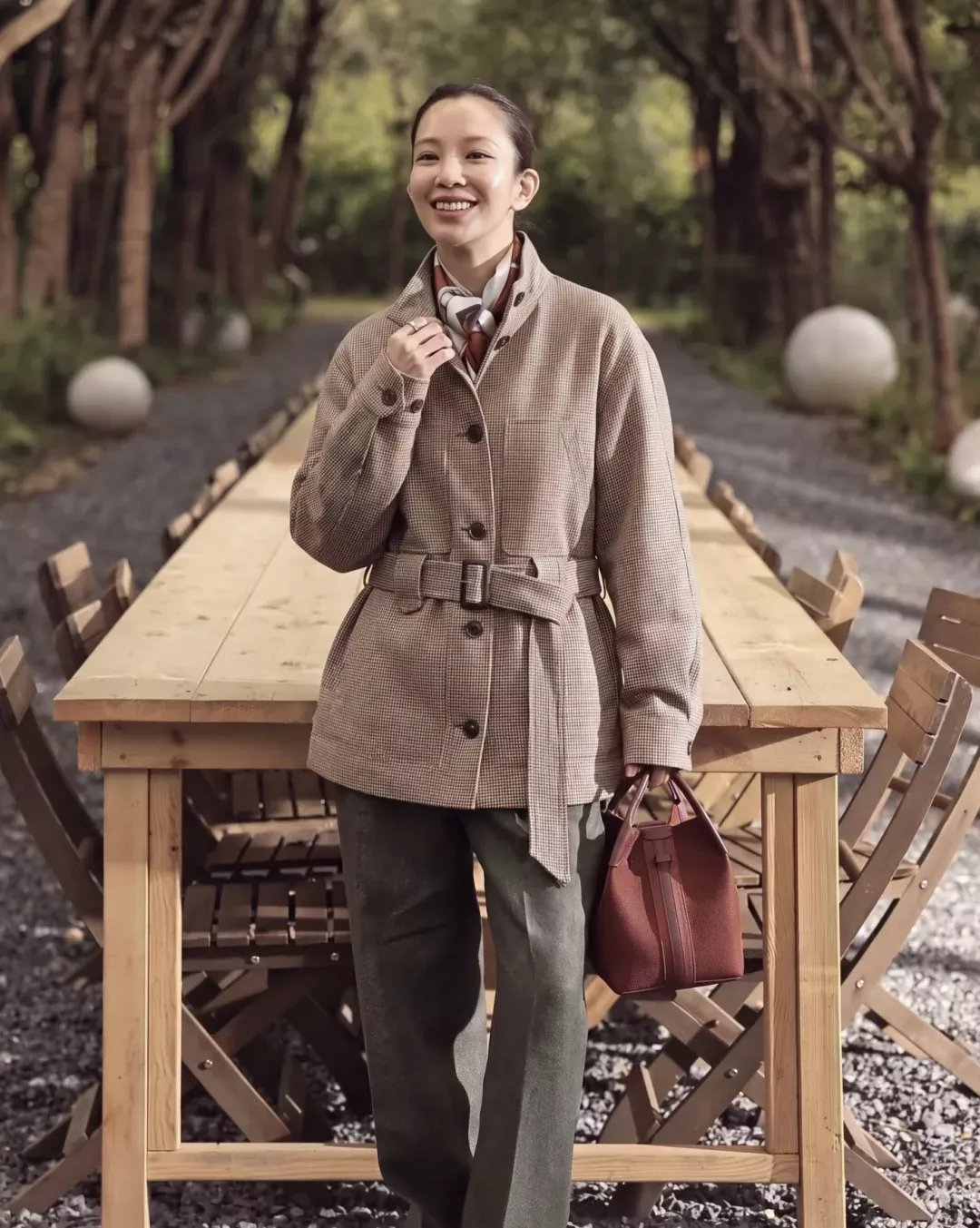 로로피아나 체크 울 벨트 여성용 버튼 재킷 상세 이미지 15