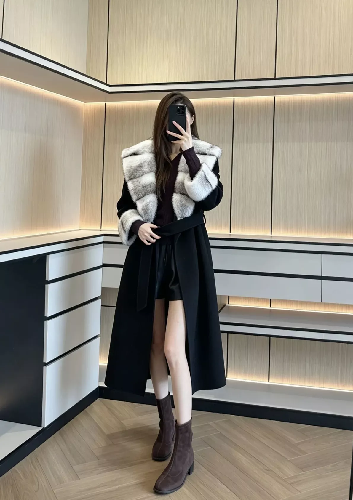로로피아나 밍크 숄 칼라 캐시미어 여성용 롱 코트 상세 이미지 118
