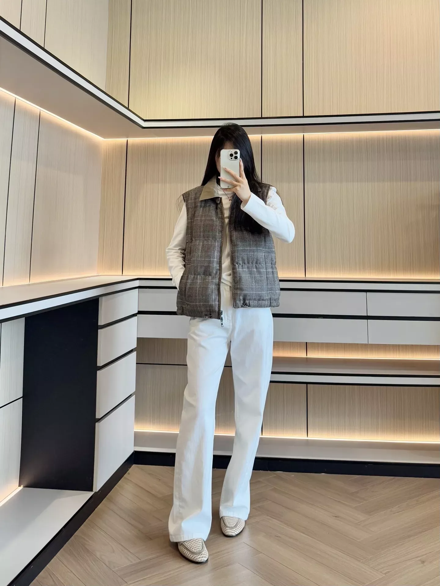 브루넬로쿠치넬리 양면 체크 울 여성용 패딩 조끼 상세 이미지 88