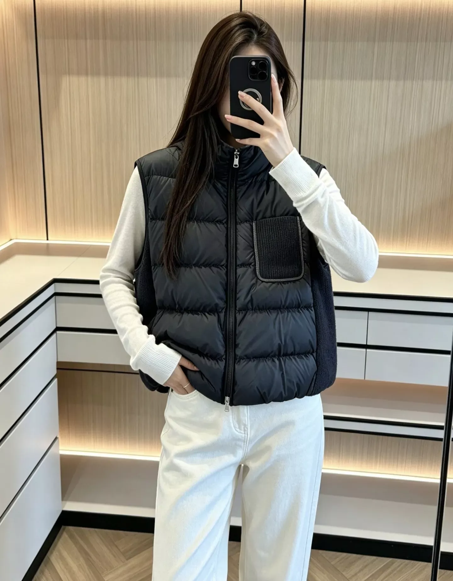 브루넬로쿠치넬리 캐시미어 니트 패널 여성용 패딩 조끼 상세 이미지 87