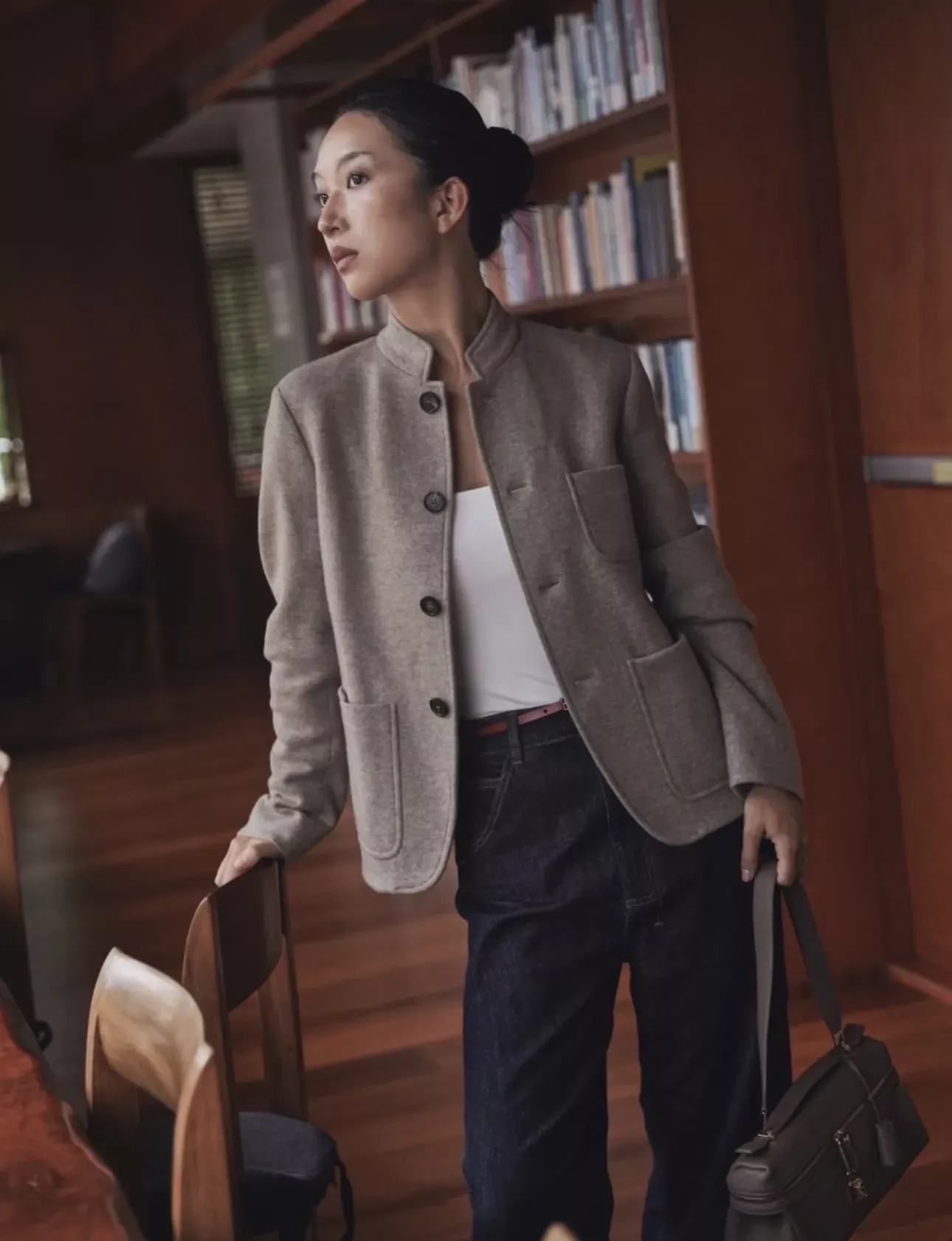 로로피아나 캐시미어 양면 버튼 여성용 쇼트 코트 상세 이미지 108