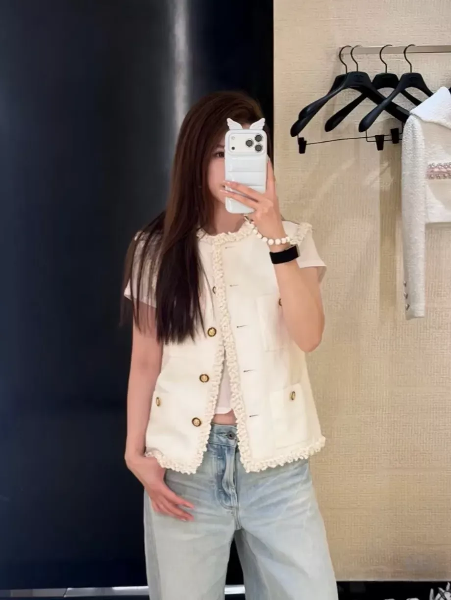 샤넬 트위드 버튼 여성용 버튼 조끼 상세 이미지 65