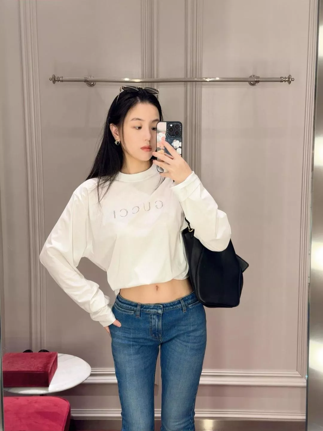 구찌 레터링 프린트 원단 남녀공용 긴소매 티셔츠 상세 이미지 22
