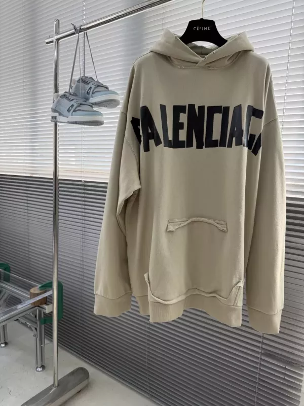 발렌시아가 워싱 디스트로이드 남녀공용 후드 티셔츠