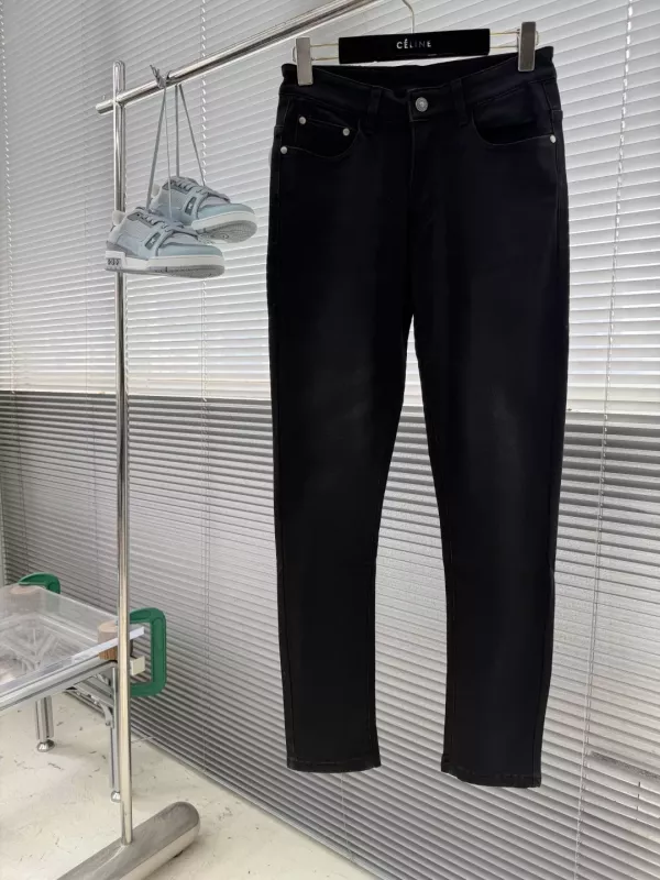 제냐 블랙 스트레이트핏 남녀공용 데님 팬츠