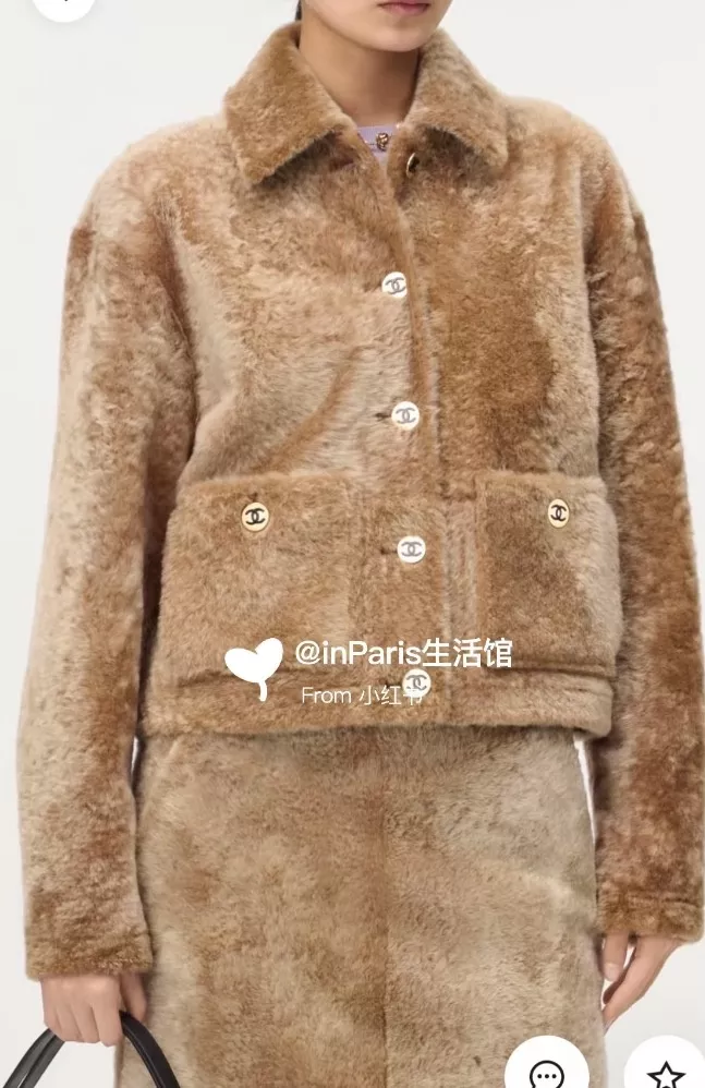 샤넬 카라 퍼 텍스처 쇼트 여성용 모피 재킷 상세 이미지 14