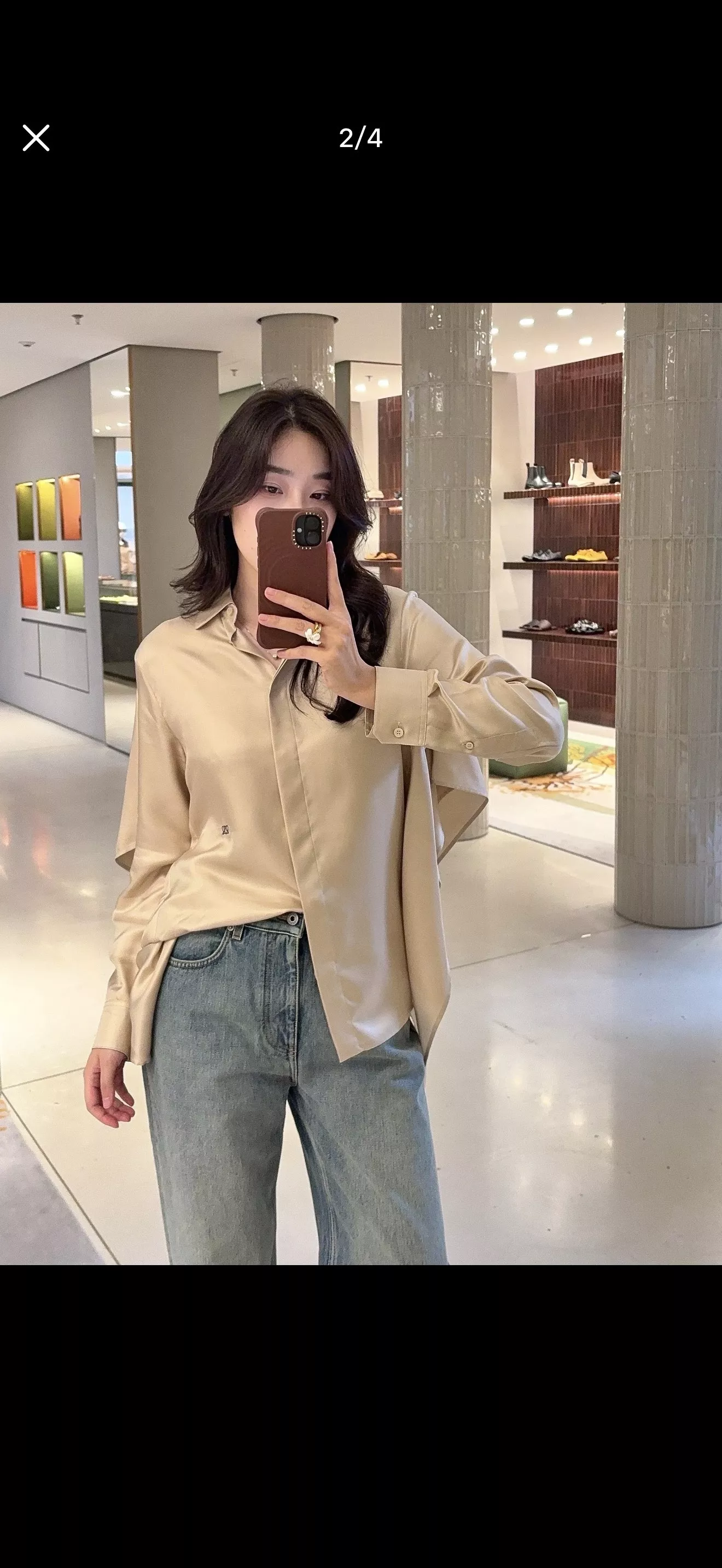 로에베 케이프 레이어드 여성용 긴소매 셔츠 상세 이미지 32