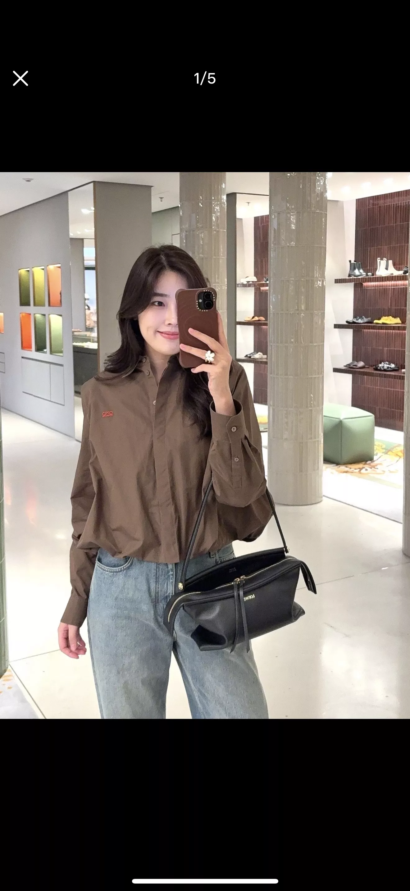 로에베 크롭 스트링 카라 여성용 긴소매 셔츠 상세 이미지 17