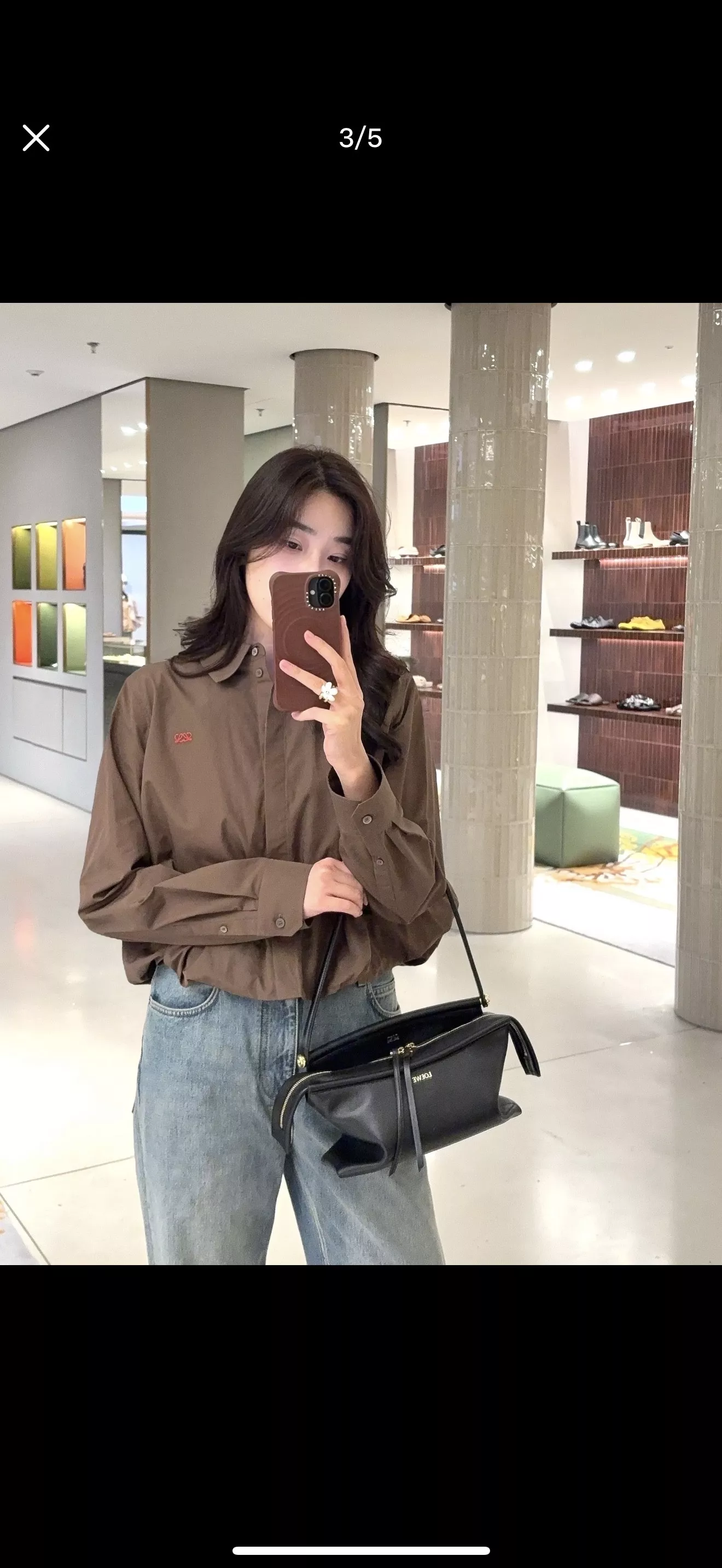로에베 크롭 스트링 카라 여성용 긴소매 셔츠 상세 이미지 18