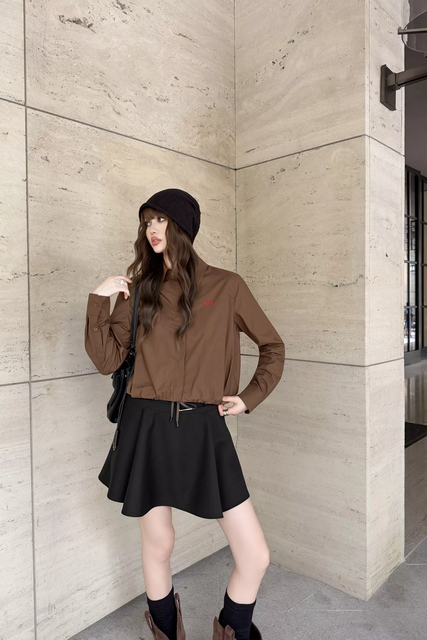 로에베 크롭 스트링 카라 여성용 긴소매 셔츠 상세 이미지 53