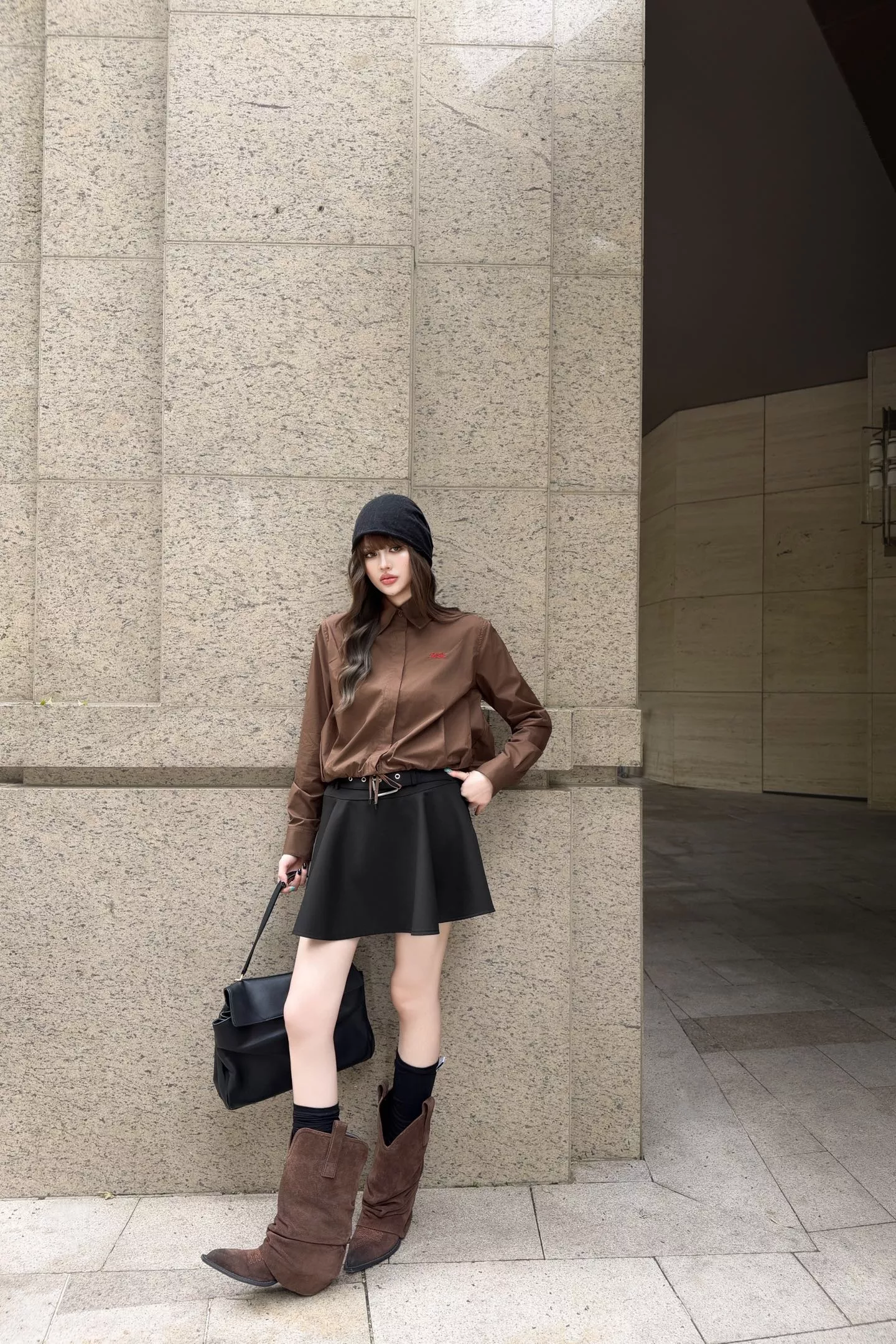 로에베 크롭 스트링 카라 여성용 긴소매 셔츠 상세 이미지 57