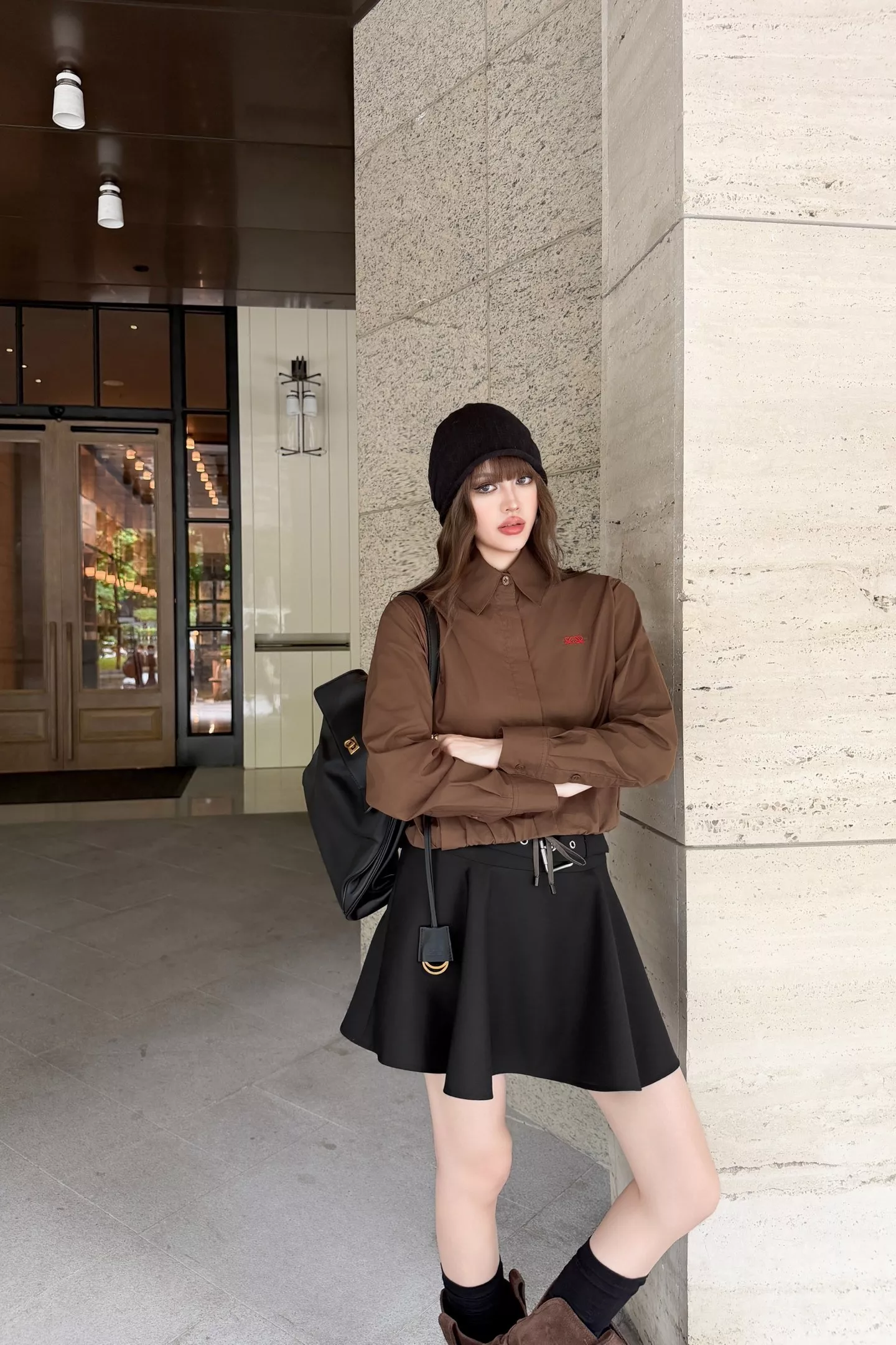 로에베 크롭 스트링 카라 여성용 긴소매 셔츠 상세 이미지 59