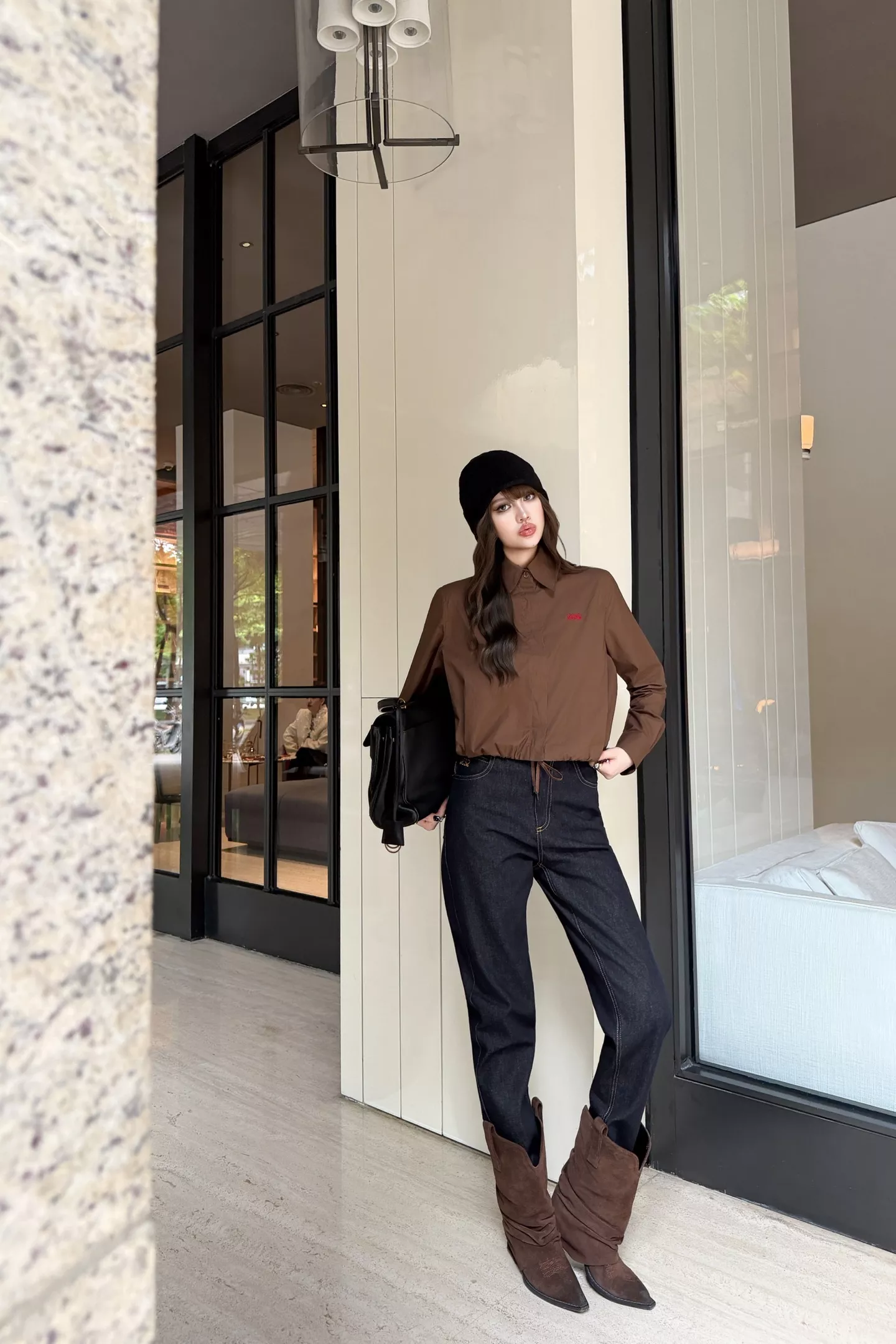 로에베 크롭 스트링 카라 여성용 긴소매 셔츠 상세 이미지 64