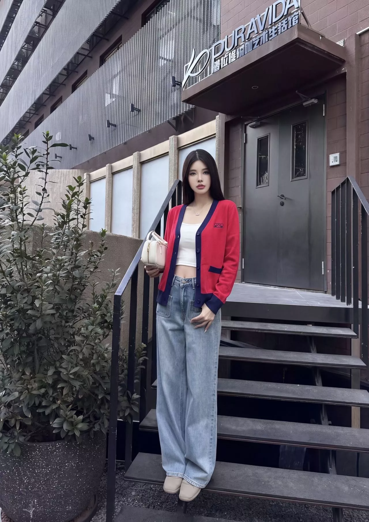 로에베 배색 울 니트 여성용 긴소매 가디건 상세 이미지 13