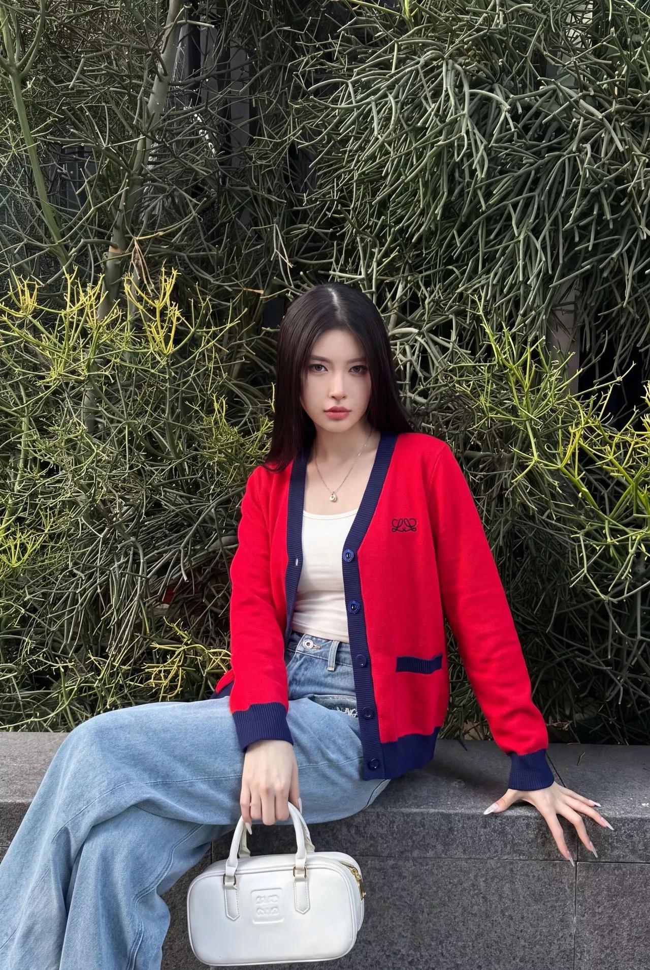 로에베 배색 울 니트 여성용 긴소매 가디건 상세 이미지 14