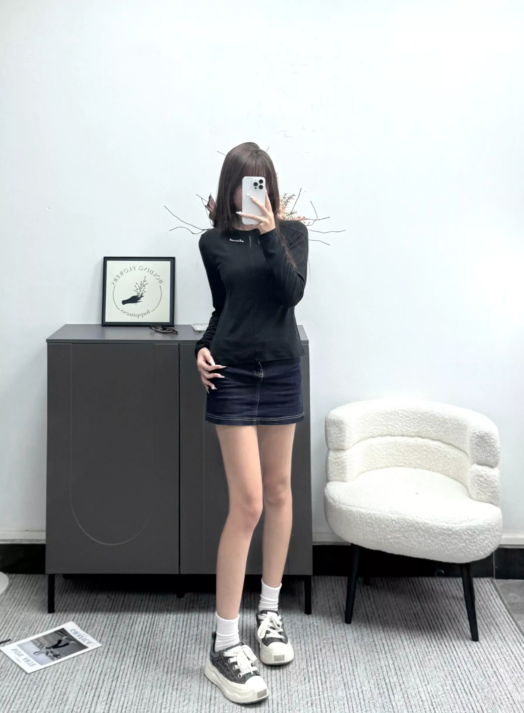 샤넬 라운드넥 슬림핏 여성용 긴소매 티셔츠 상세 이미지 11