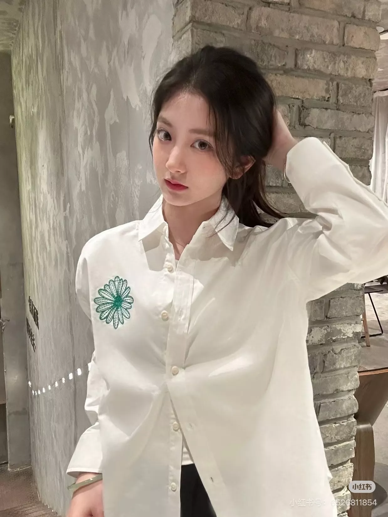 마르디메크르디 데이지 자수 스트라이프 여성용 긴소매 셔츠 상세 이미지 30