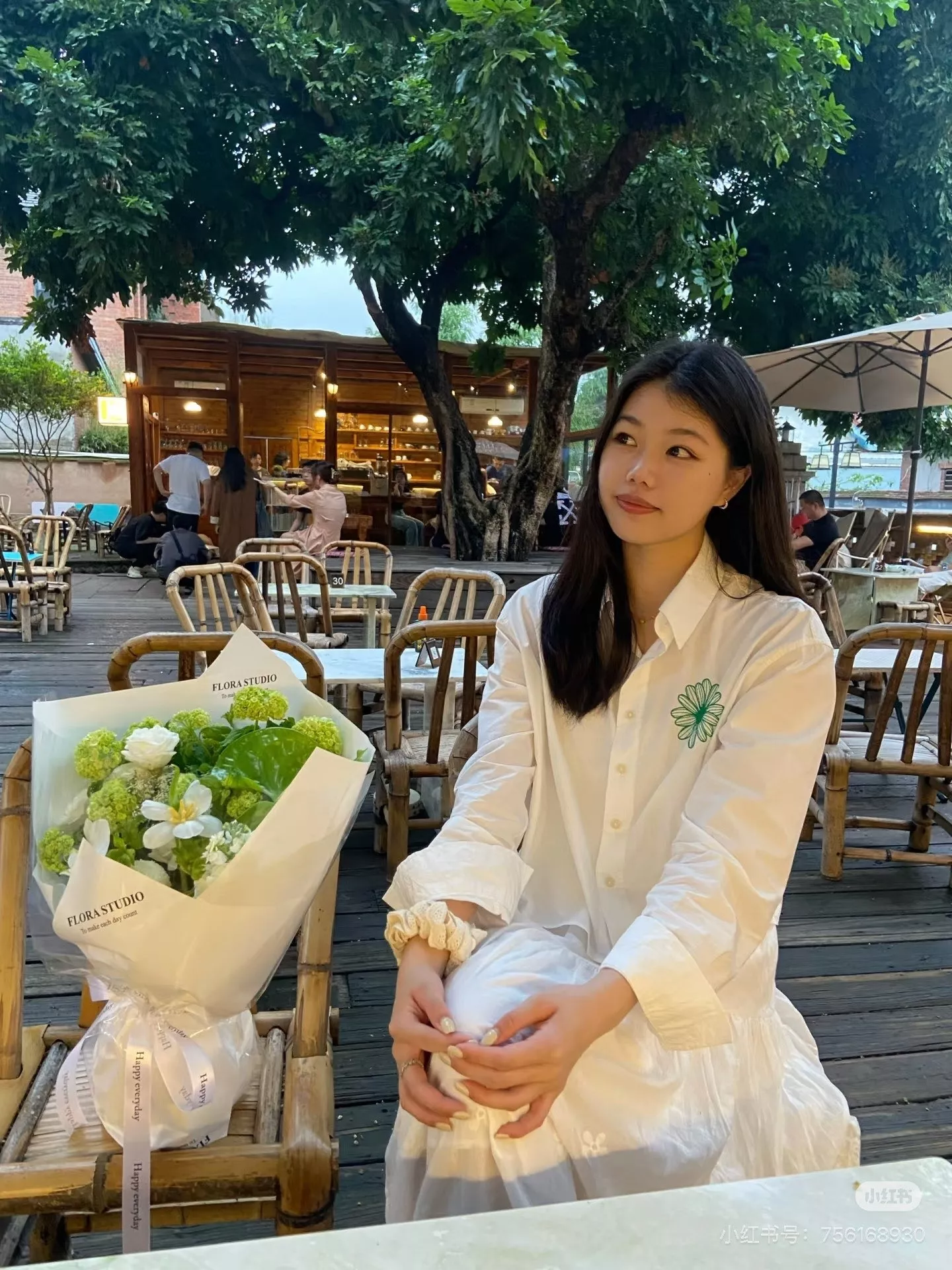 마르디메크르디 데이지 자수 스트라이프 여성용 긴소매 셔츠 상세 이미지 33