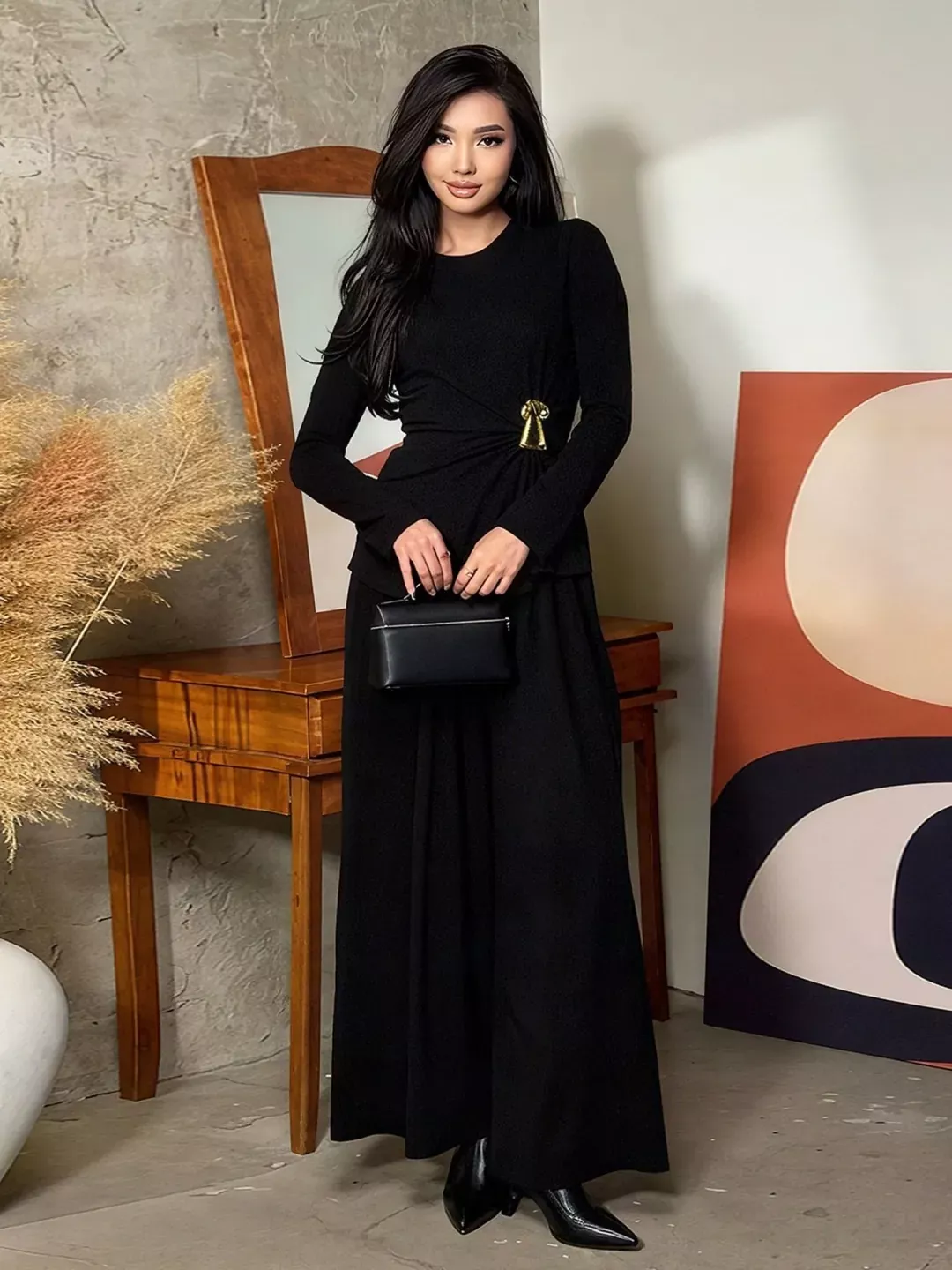 스키아파렐리 키홀 브로치 슬림핏 여성용 긴소매 티셔츠 상세 이미지 29