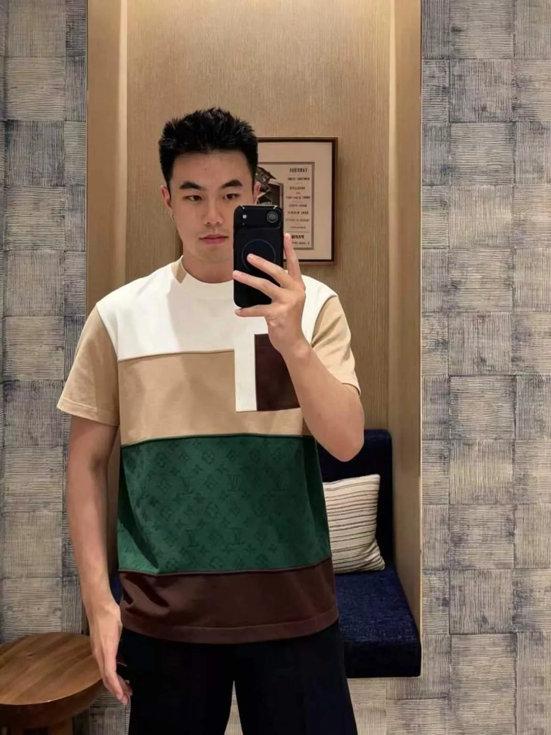 루이비통 자카드 포켓 배색 니트 남녀공용 하프 팬츠 상세 이미지 16