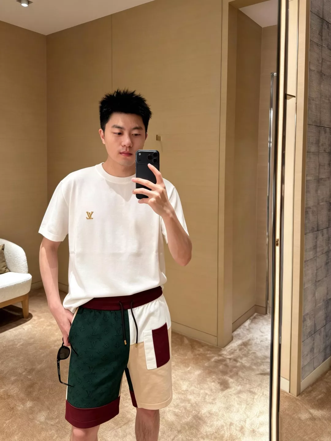 루이비통 자카드 포켓 배색 니트 남녀공용 하프 팬츠 상세 이미지 9