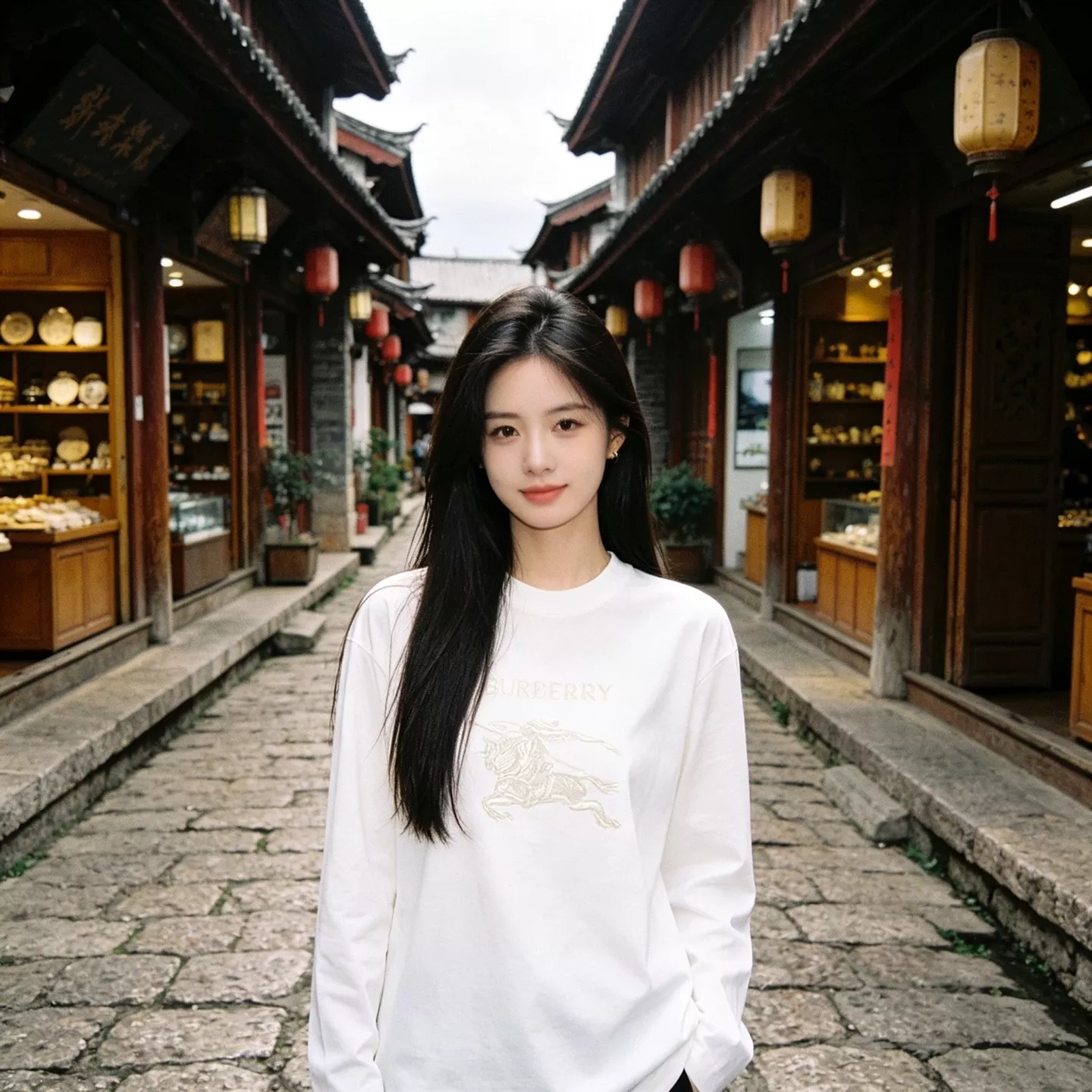 버버리 마술 자수 기사 남녀공용 긴소매 티셔츠 상세 이미지 13