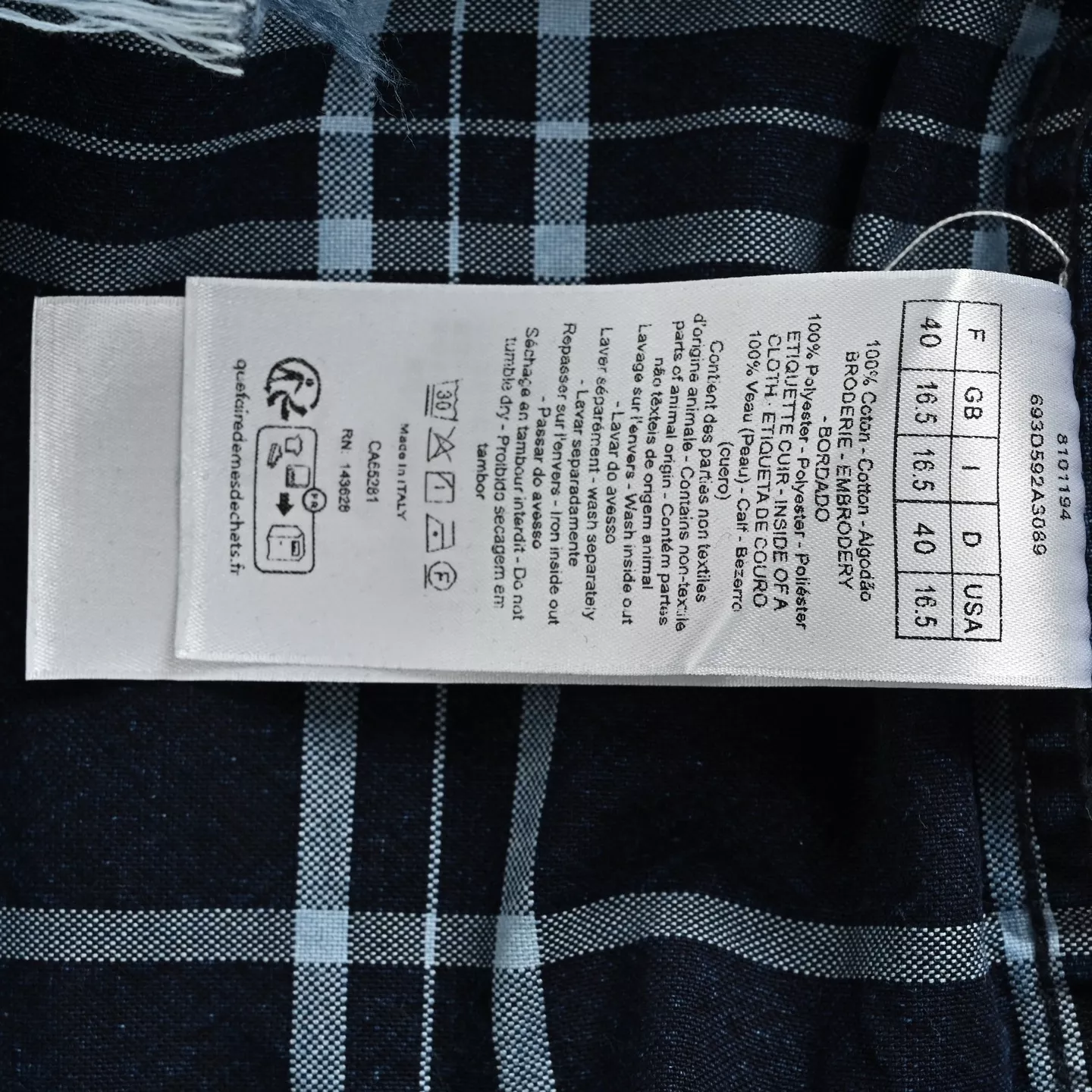 디올 프린지 체크 오버핏 남녀공용 긴소매 셔츠 상세 이미지 6