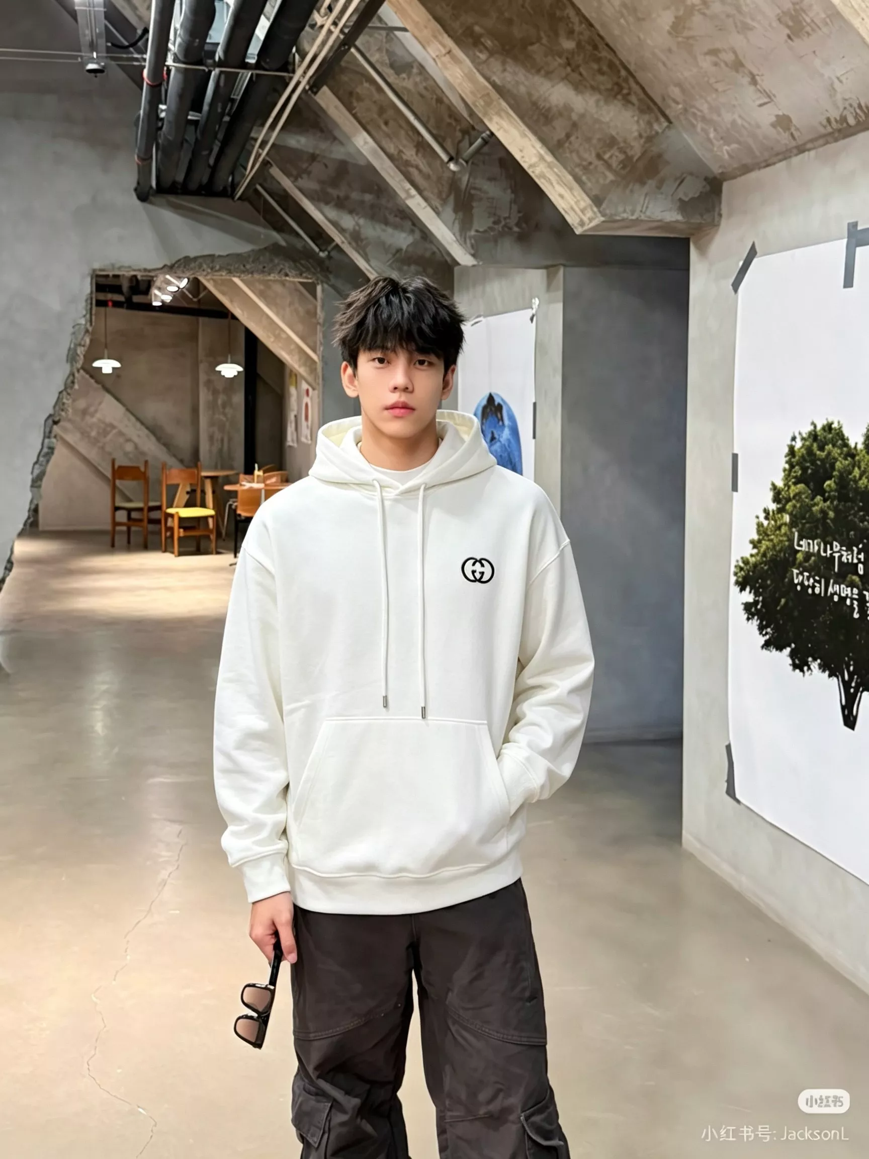 구찌 입체 자수 루즈핏 남녀공용 후드 티셔츠 상세 이미지 17