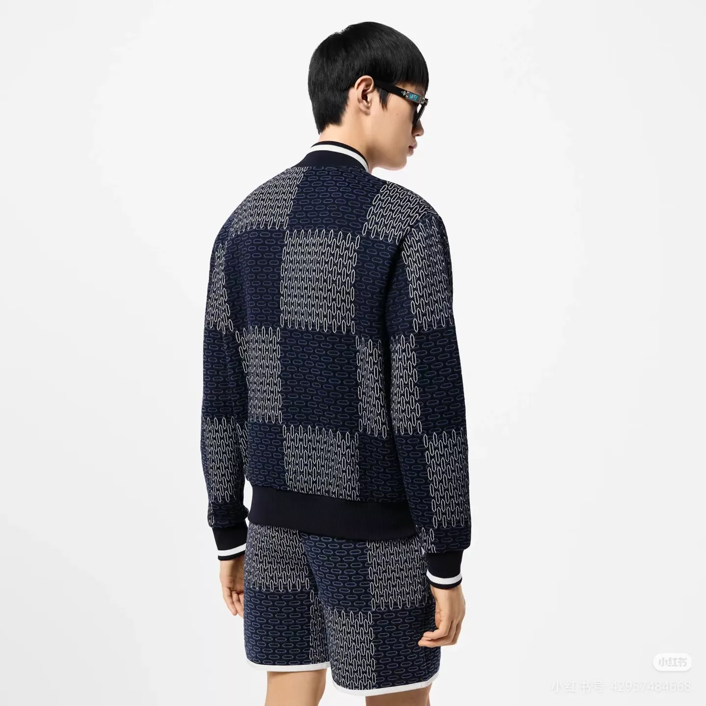 루이비통 체커보드 자카드 집업 남녀공용 니트 재킷 상세 이미지 12