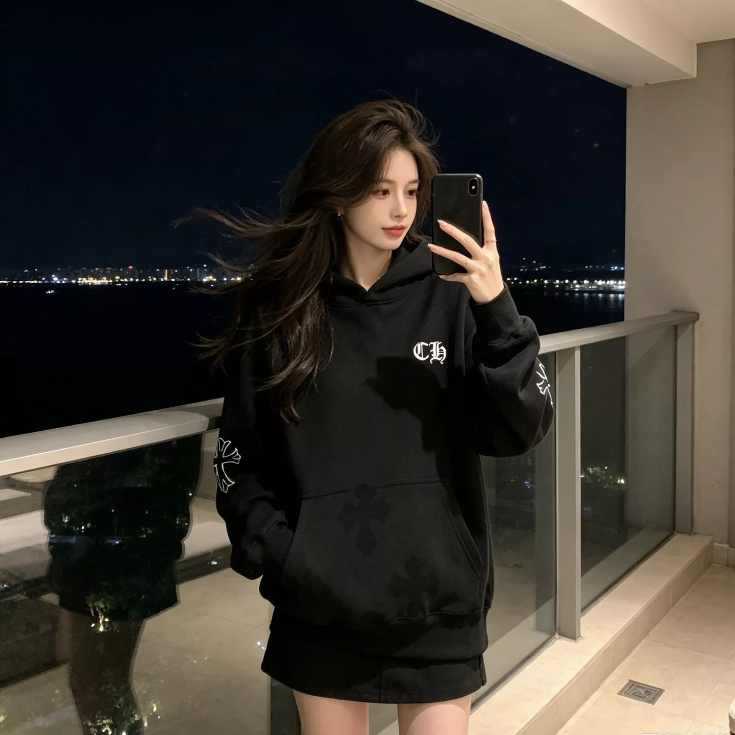 크롬하츠 레이저 번아웃 십자가 남녀공용 후드 티셔츠 상세 이미지 16