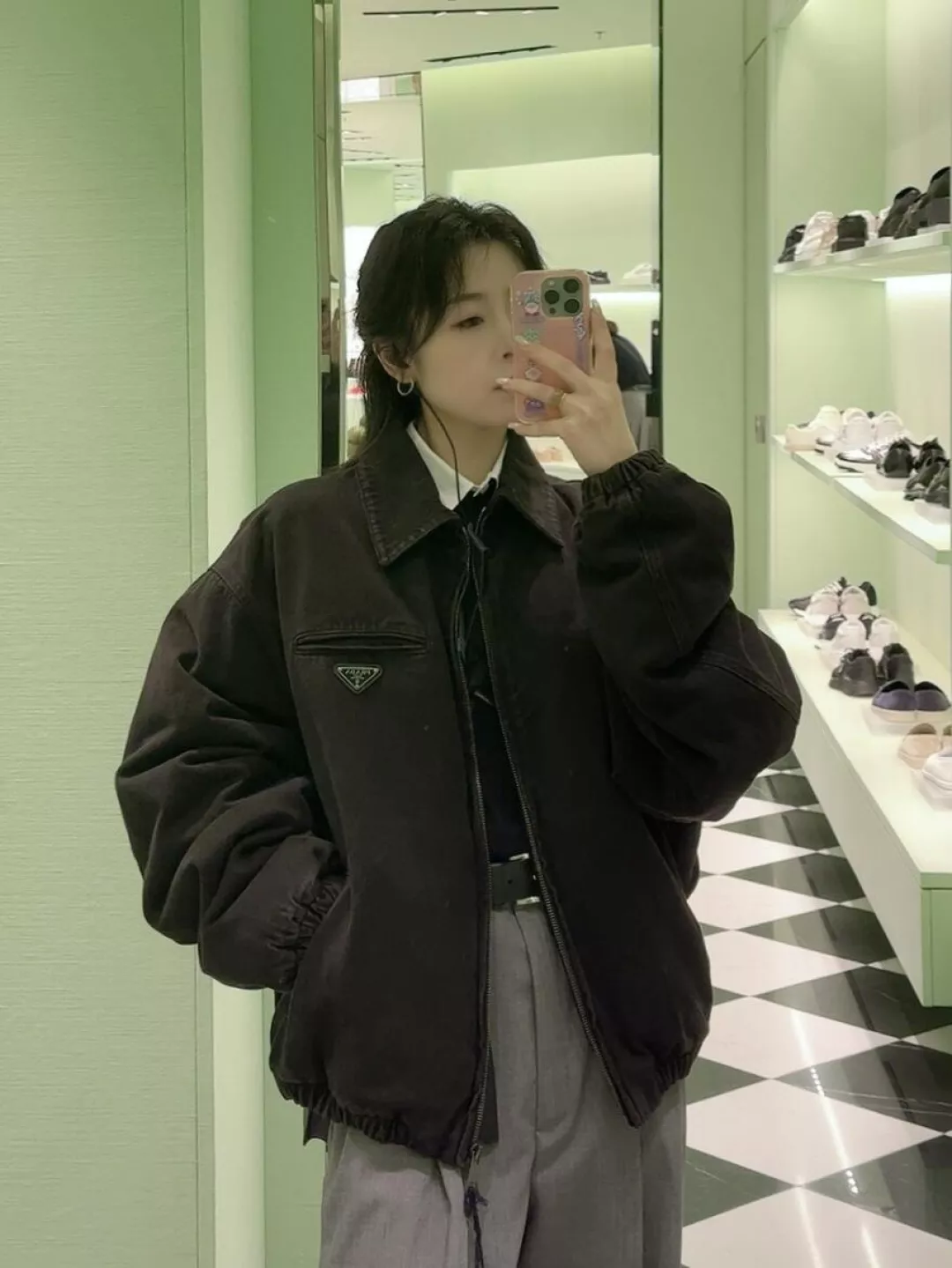 프라다 삼각 로고 패딩 데님 남녀공용 데님 재킷 상세 이미지 11