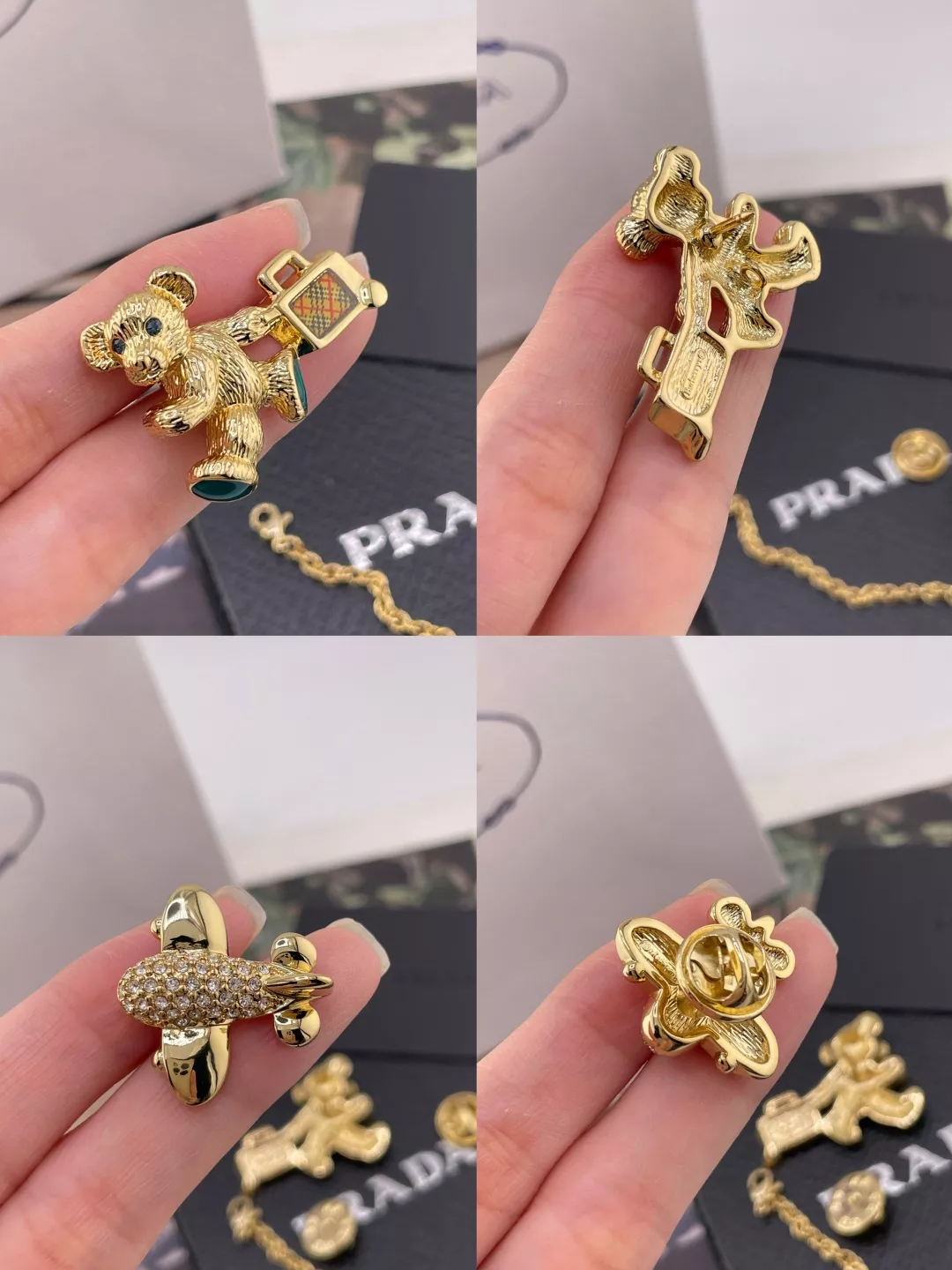 버버리 테디베어 체크 체인 브로치 상세 이미지 9