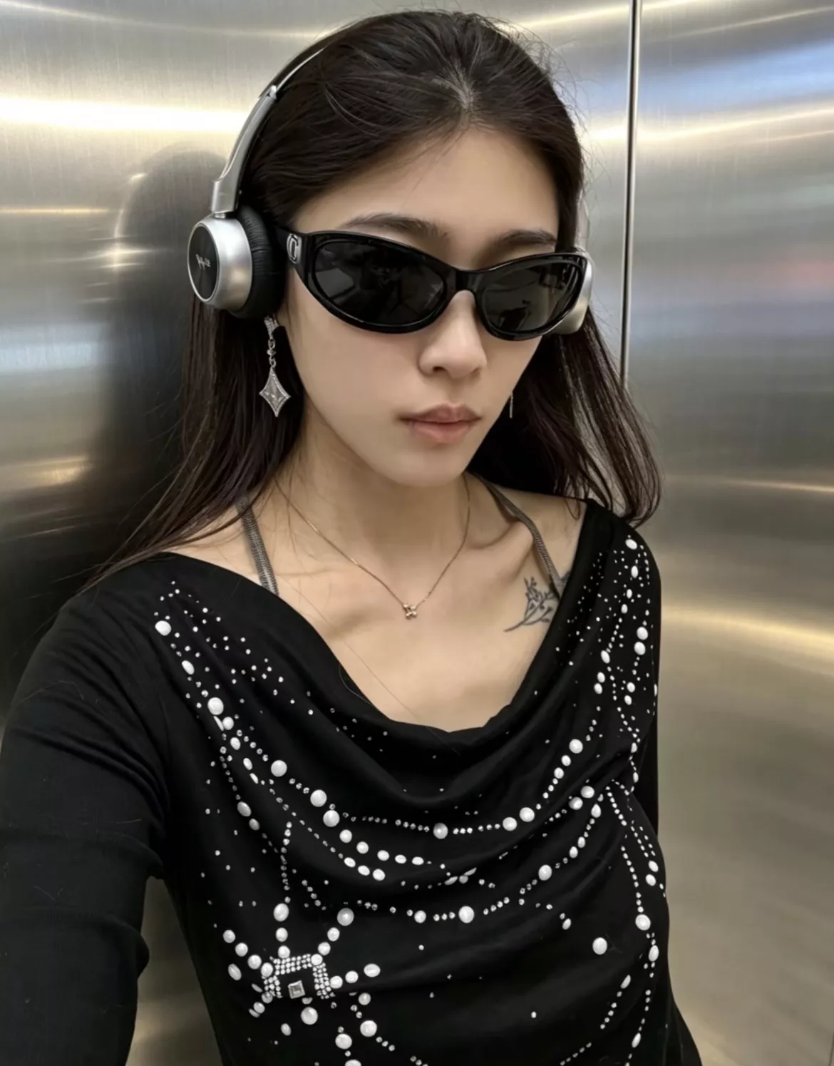 샤넬 블랙 나일론 캣아이 프레임 상세 이미지 34