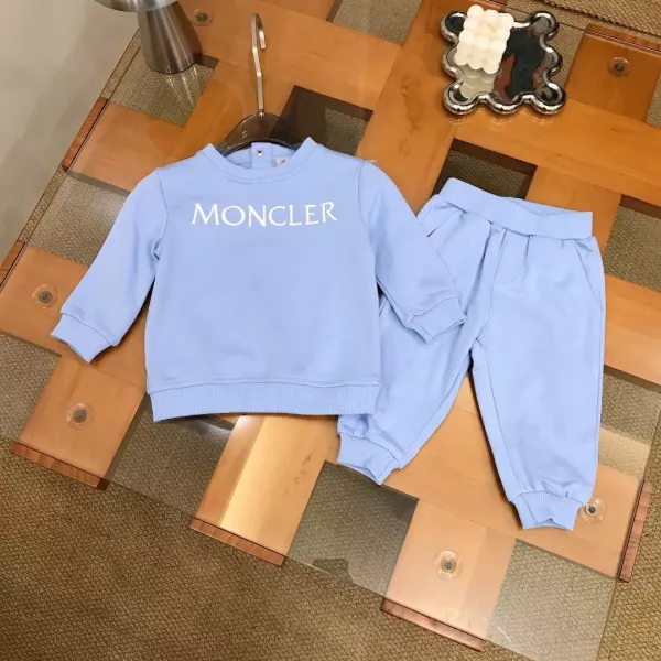 몽클레어 로고 자수 코튼 유아용 상하의 세트